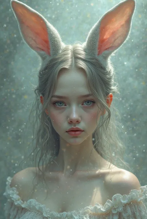 Naked beautiful girl，Rabbit ears