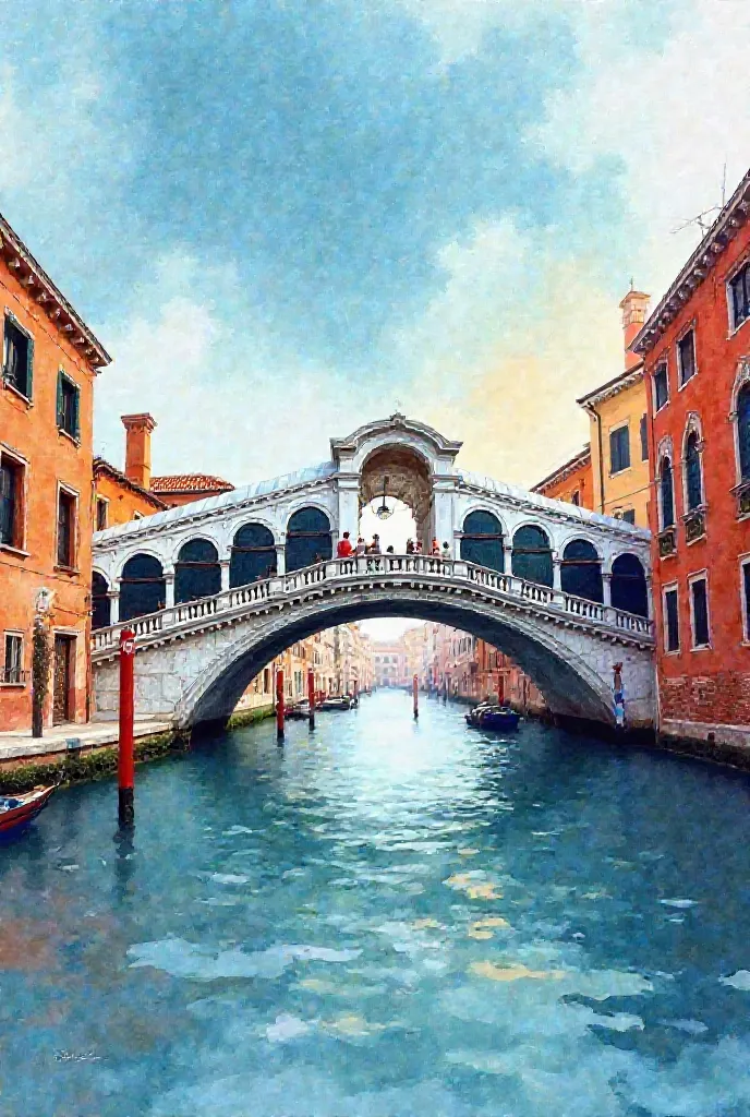 Ponte di rialto venezia aquarello hand art printing 