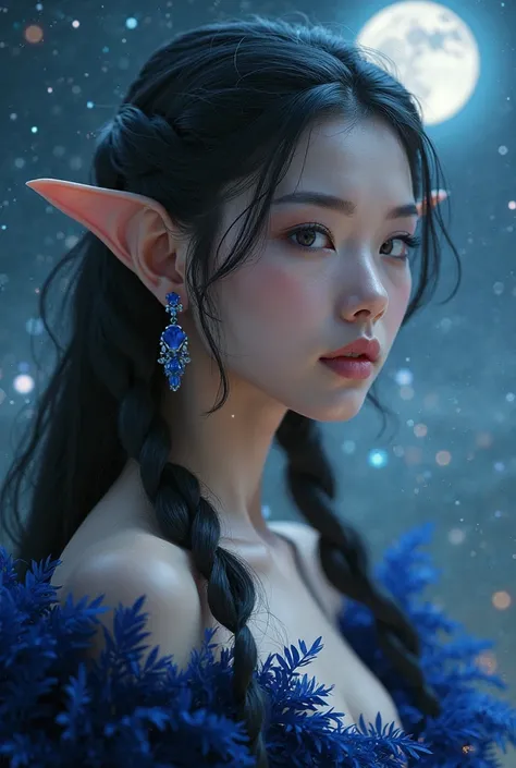 Graceful 31-year-old Close up! ((( elf))) outfit with a wild indigo aura, whose appearance attracts, big chest,  Masterpiece , сверхдетализированные обои CG Unity 8K, best quality, cinematic lighting, ultra-realistic character detail, every time beautiful ...