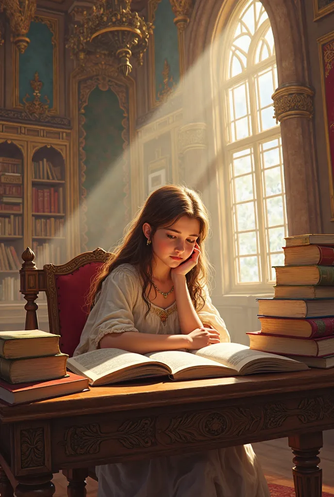 Princess Sofia studying in her palace 