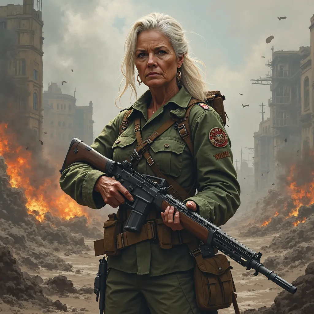 Mature woman at war 