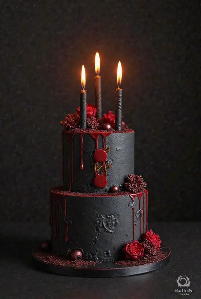 There's no embellishment I've written. 🎂  Luminara  Korku Oyunu Temalı Yaş Pastası Tasarımı 🎂
📌 Genel Atmosfer ve  Colors 
	•	Ana  Colors :
	◦ Black (the main color of the cake),
	◦ Dark Red ( Accent Colors ),
	◦ Gray (for details).  Colors , My son's birt...