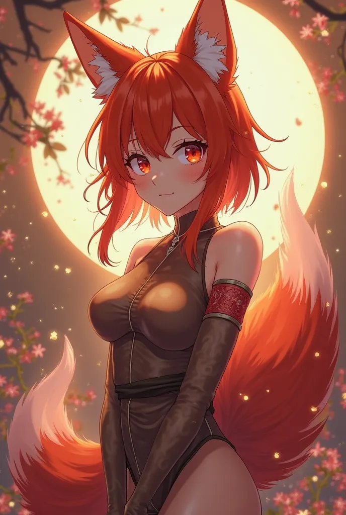 anime red fox girl adult drunk