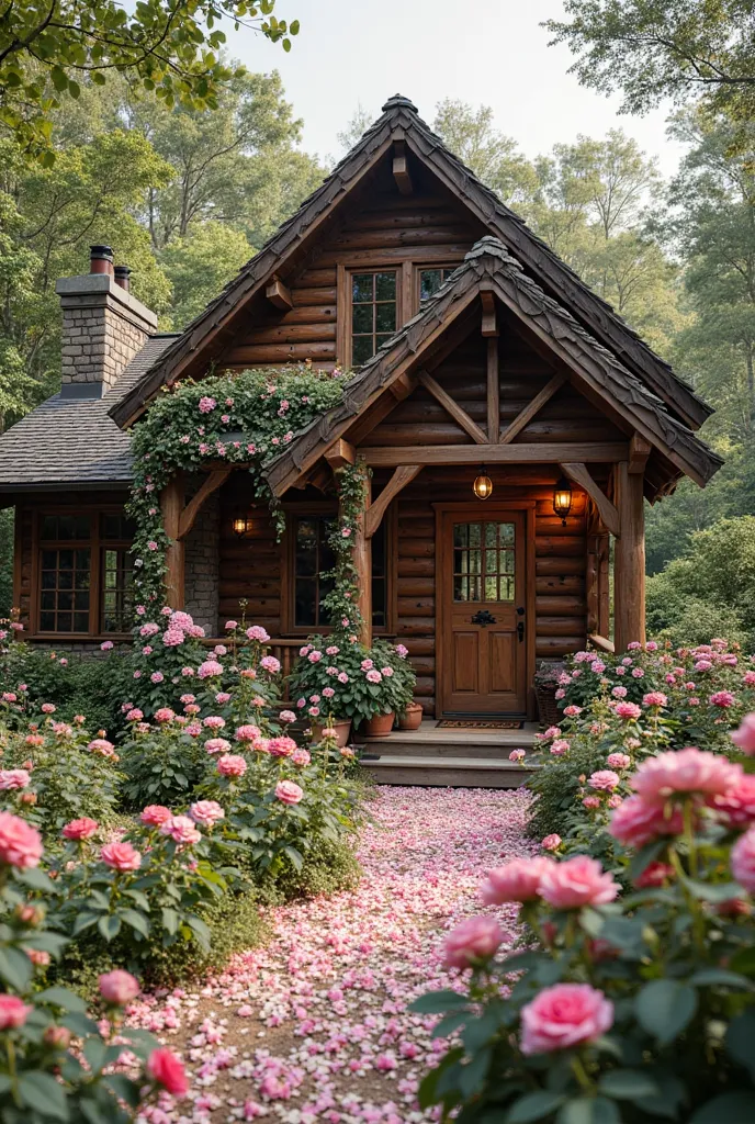 Imagine a dream cabin, built with wood and stone, surrounded by a lush garden where roses, in all its varieties, are the protagonists along with a variety of flowers such as hydrangeas, lavender, jasmines and lilies, creating a show of colors and scents. T...