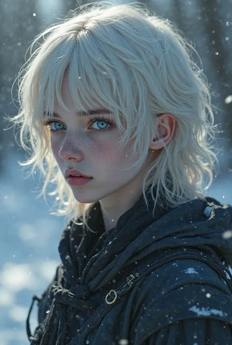 Hyper realistic anime a man Björn Andrésen, 

hair: not so long , slightly wavy and an almost white blonde, as if it were always bathed in moonlight. elegantly falls on her shoulders, giving it a melancholic and enigmatic air.

eyes: Of a pale and penetrat...