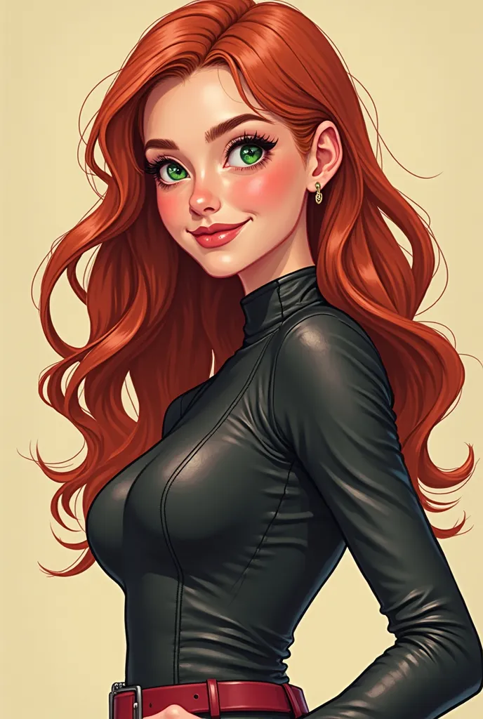 Sofia Roys is an 18-20-year-old Caucasian woman with a fun, sincere, and cheerful personality. She boasts long, wavy red hair, striking green eyes, and dresses in modern, sexy attire