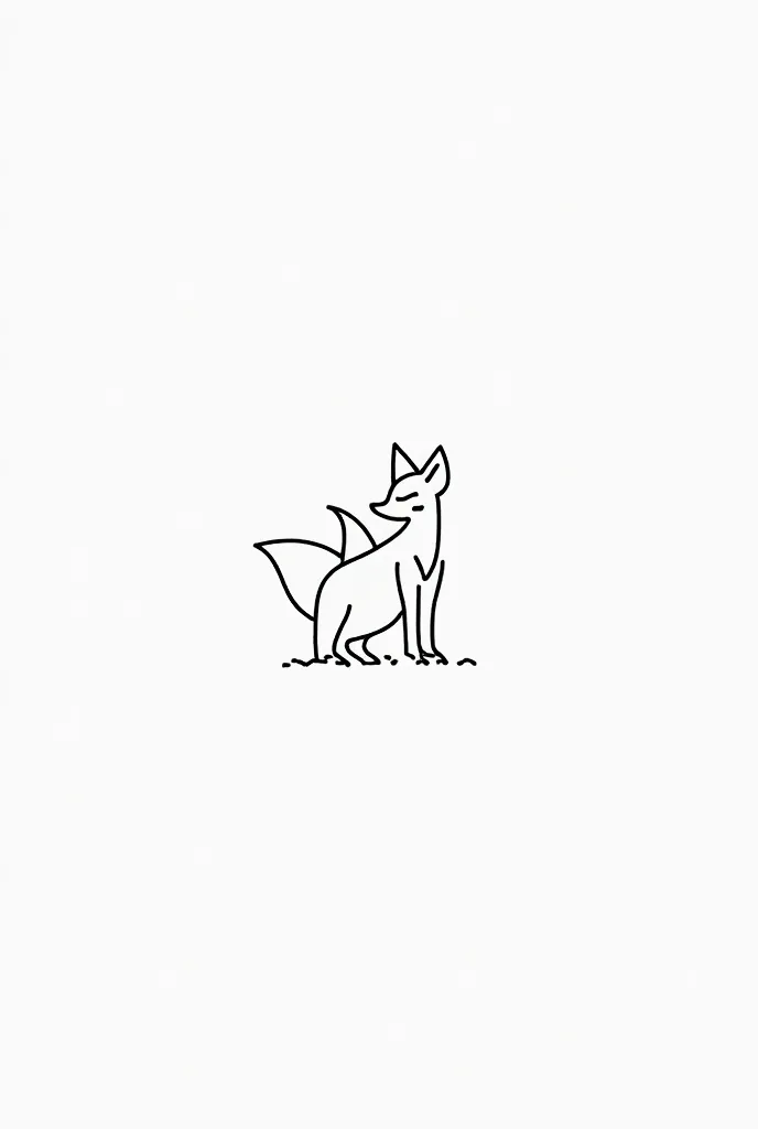 I want the simplified outlines of a fox in line form,  logo,  black color. transparent background. Square , symmetrical