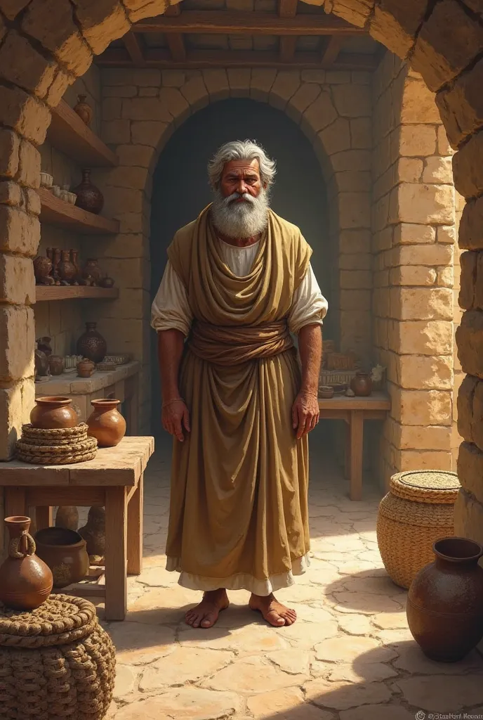 A man in an ancient home in the Bible 