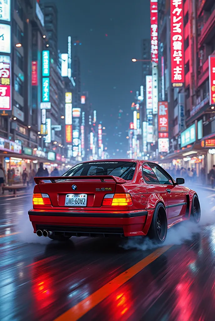 Bmw e36 red drift japan cyberpunk