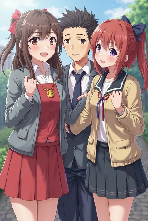 They have to be anime, It's two women and a man Hentay 