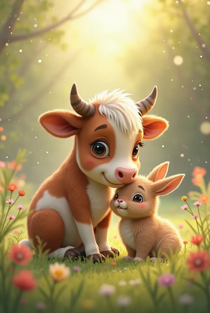 Cow and rabbit love