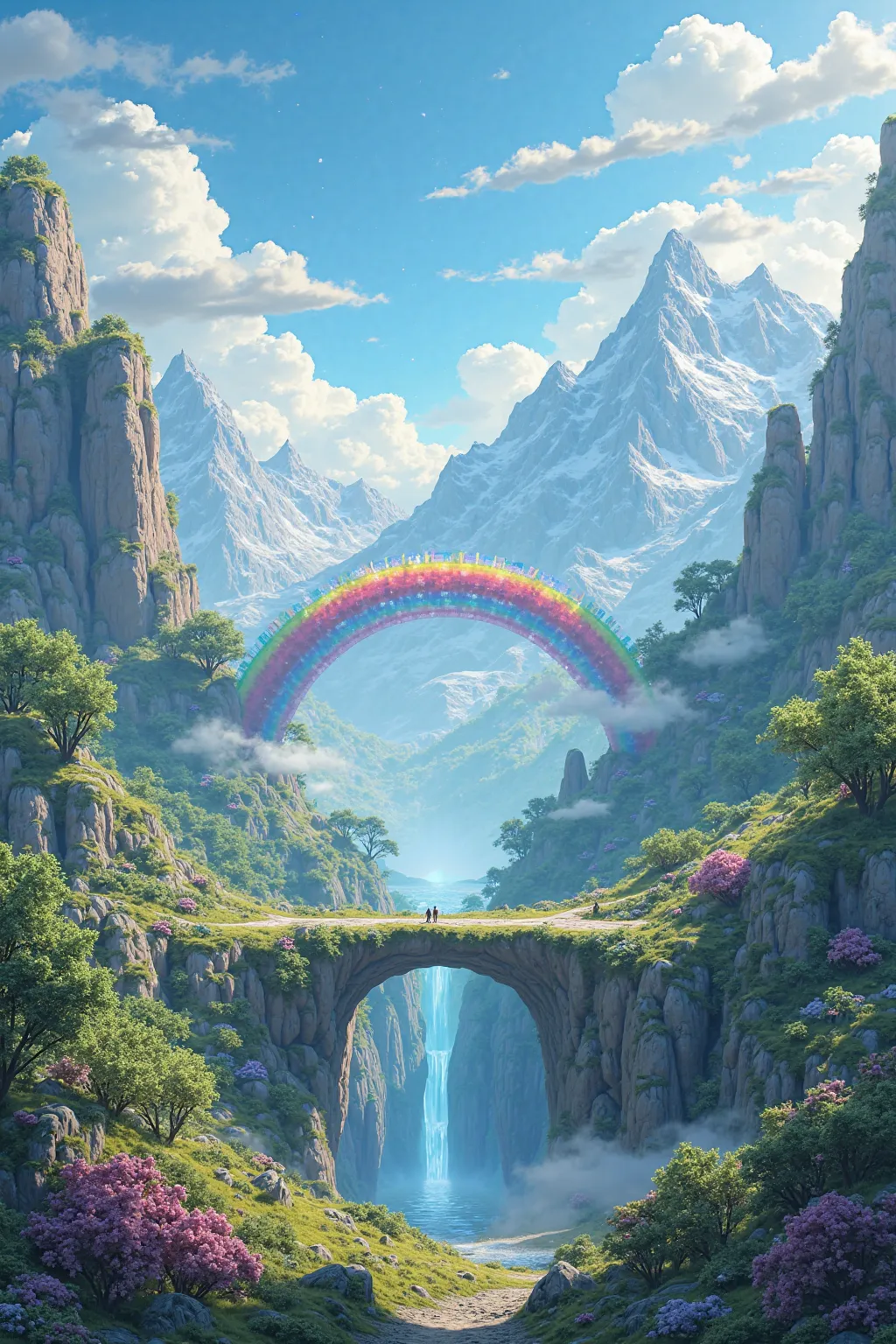  best quality ,   Very detailed、8k、  high definition ,  Scenery、＃ Daily Challenge、 fantasy、A hole in the earth 、 a rainbow bridge leading to a hole、