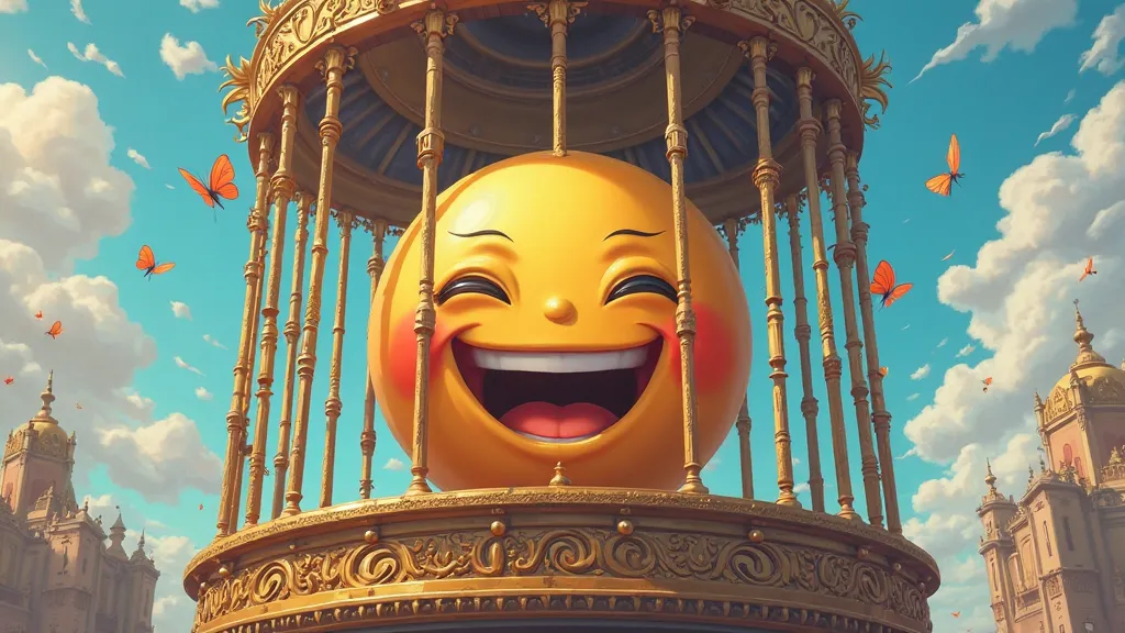 smiling emoji in a big cage