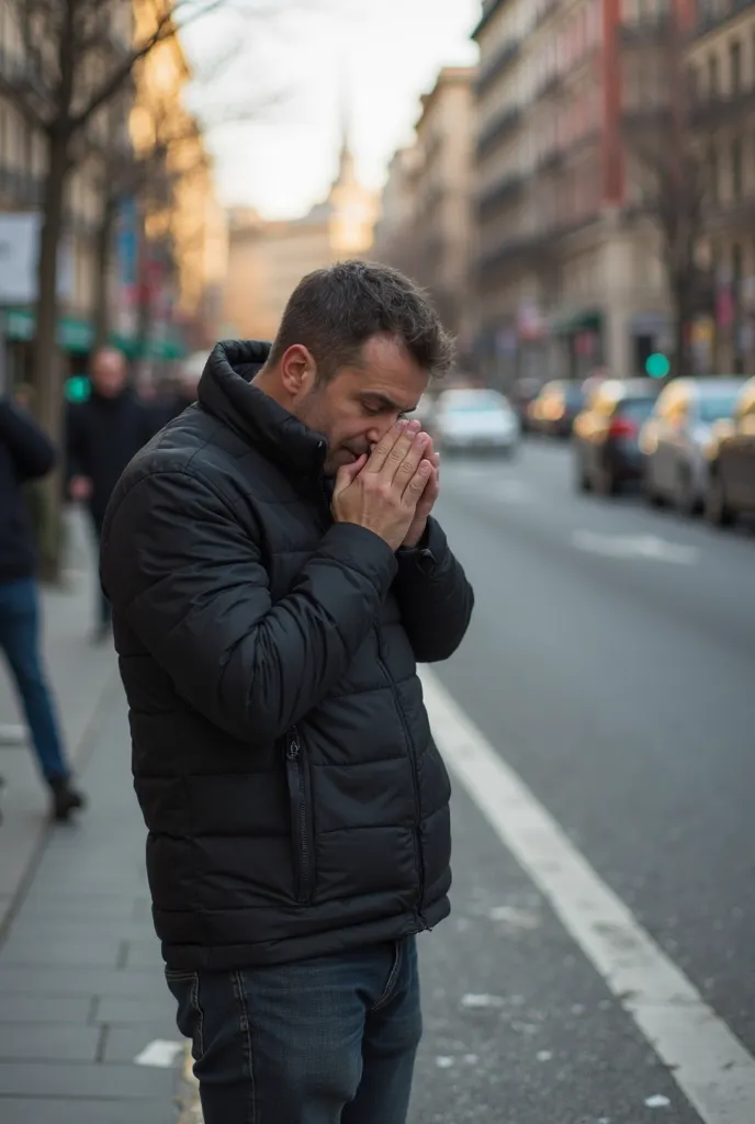 man vomiting on street