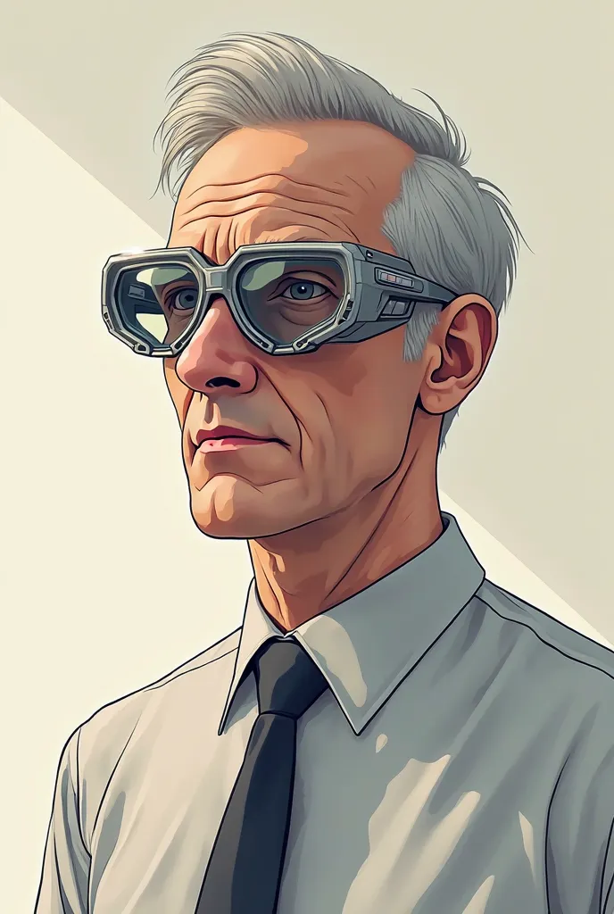 Draw an illustration of a man wearing layered double glasses