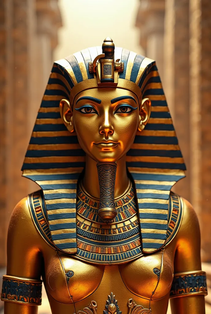 Draw me a pharaoh with a golden face 8k high quality 