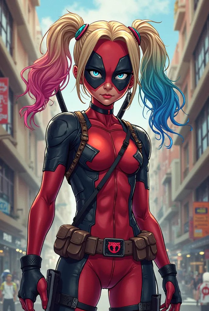 Hija de deadpool y Harley Quinn en my hero academia 
