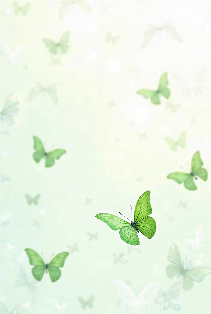 Green butterflies with white on a white background 