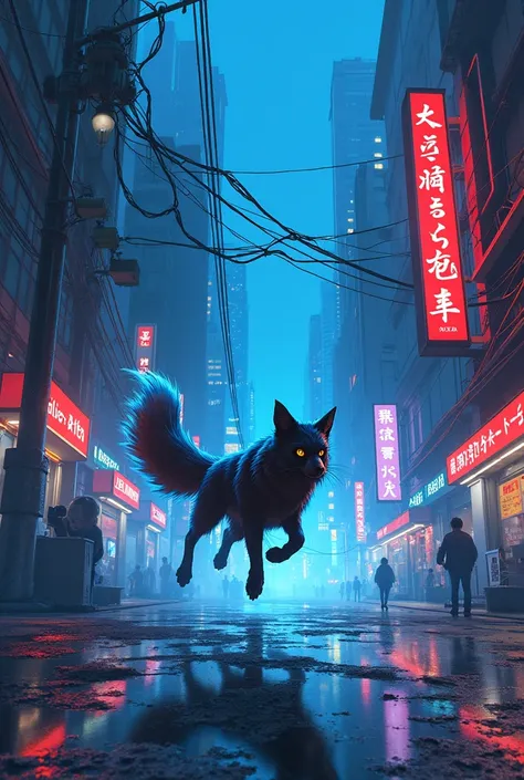 fox run city art shadow dark blue anime