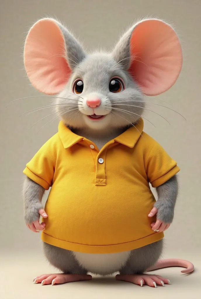 A large mouse that has a yellow polo shirt