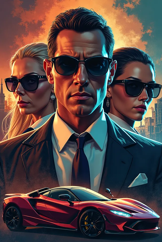 Create a cover for a book name Houses of Chaos,There are familys who fight against each eith family for influence over city, luxury mansion and cars, there are male and female, they are wearing sunglasses