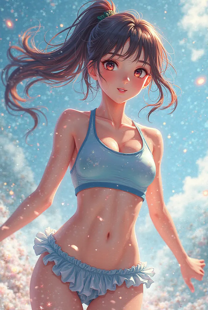 Sexy anime girl doing sports with beautiful shapes