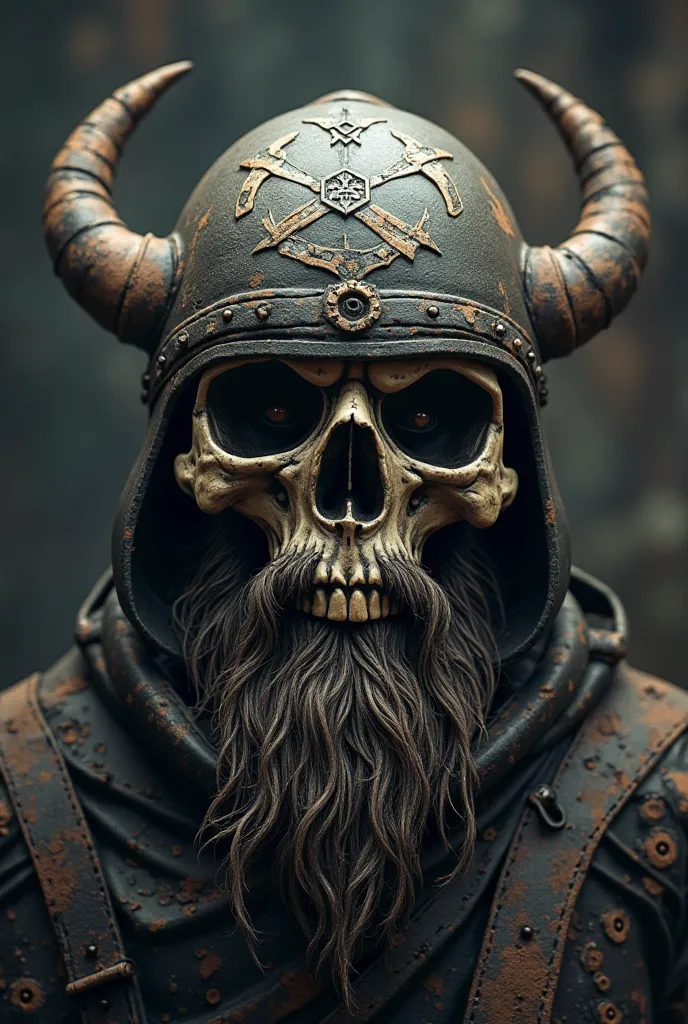 I would like a Viking-style skull with a motorcycle helmet and also a scythe behind the skull is for a motorcycle club 