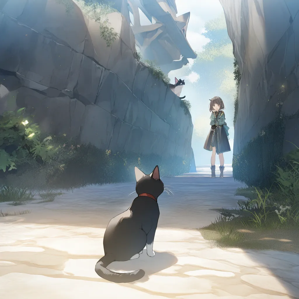 animal, cat, focus cat, outdoors, game CG, fantasy, japan, break,(artist:akinashi_yuu),artist:fujiyama,artist:artist:yuugen,break,break,(masterpiece), (best quality), (ultra-detailed),(Detailed Lighting), very aesthetic, newest,