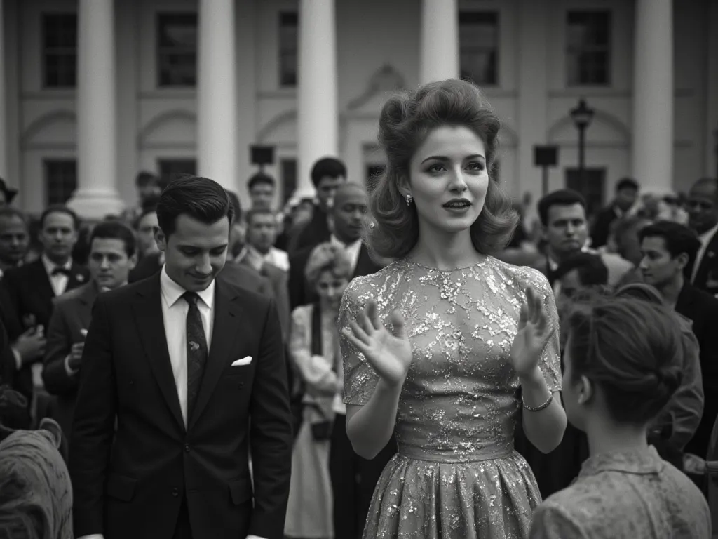 Delightful Rare Vintage Photos The Past, Moviestar Debbie Reynolds entertaining at headquarters in USA, White House on Monday, May 23, 1955