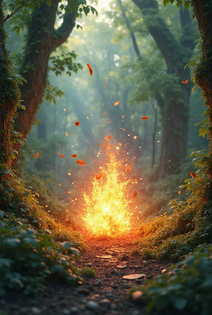 Imagine a small, very small explosion in the middle of a forest. 