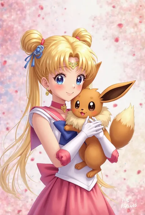 Sailor moon hugging eevee