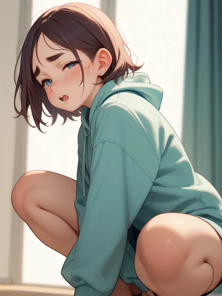 squat , (Lean back) , (spread legs:0.8) , (side view)
, kawaii anime petit girl, round eyebrows, round face, single eyelid, bold pose, curvy, out of frame
, euphoria , (hand on crotch) , (masturbation:0.5) , (orgasm:0.3)