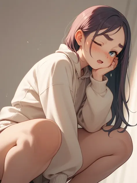 squat , (Lean back) , (spread legs:0.8) , (side view)
, kawaii anime petit girl, round eyebrows, round face, single eyelid, bold pose, curvy, out of frame
, euphoria , (hand on crotch) , (masturbation:0.5) , (orgasm:0.3)