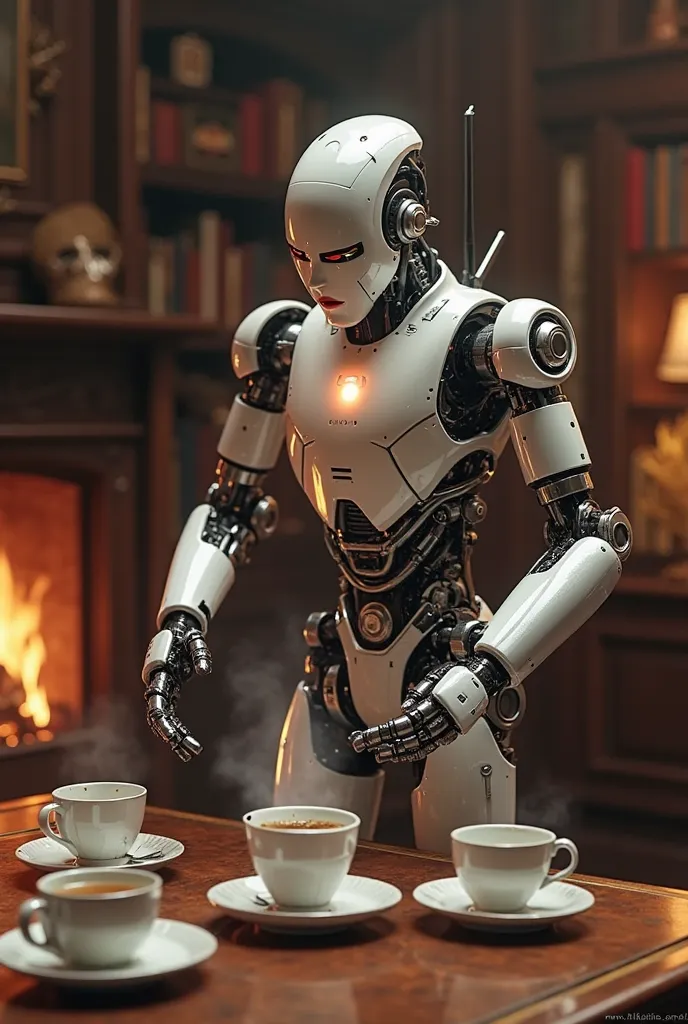 A cup of tea as a mech robot