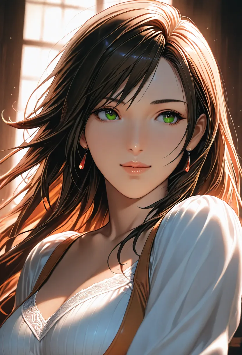 masterpiece, best quality, vibrant, very aesthetic, High Contrast, Photorealistic Portrait,beautiful detailed face,detailed texture, detailed skin,  latest, 1 girl, Final Fantasy, source_ Final Fantasy,Garnet Till Alexandros XVII, shirt,room