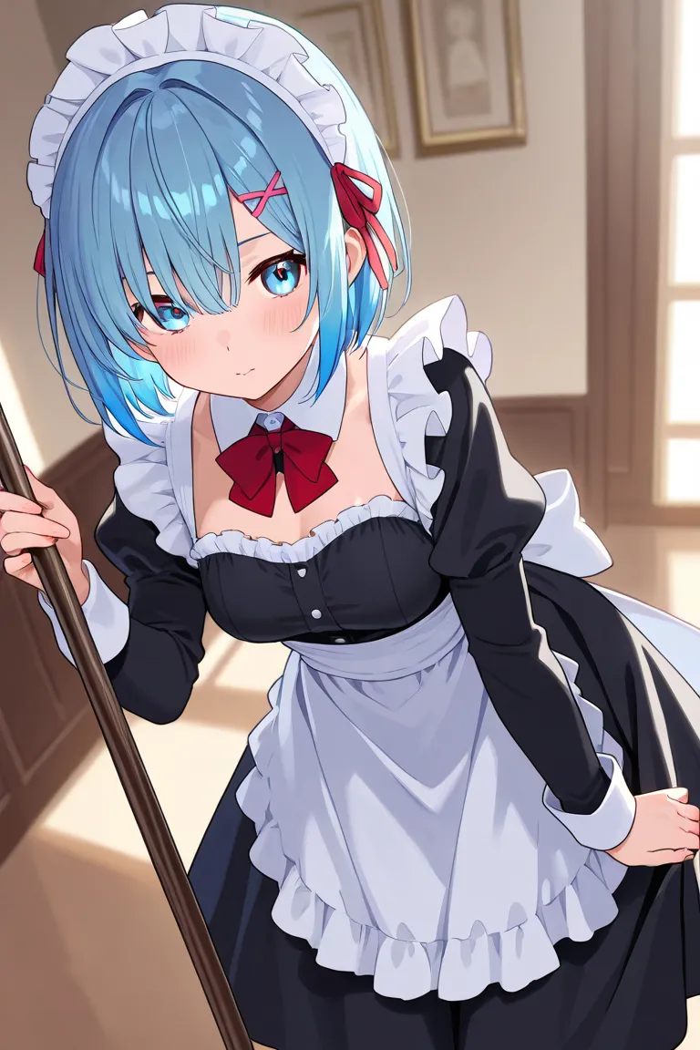 blue hair、Maid