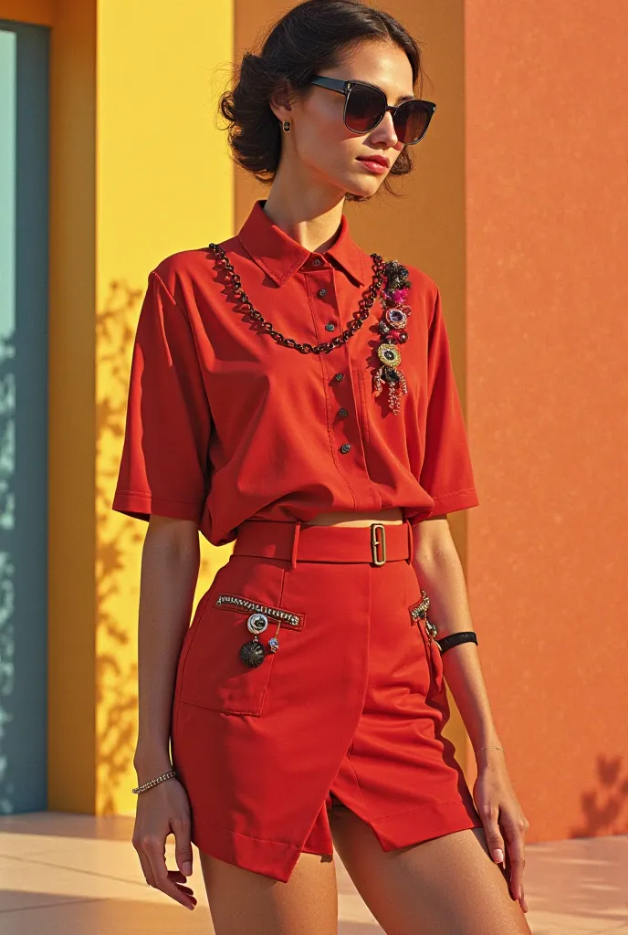 Another style like that from the 70s and 2000 but in red with a top and skirt 