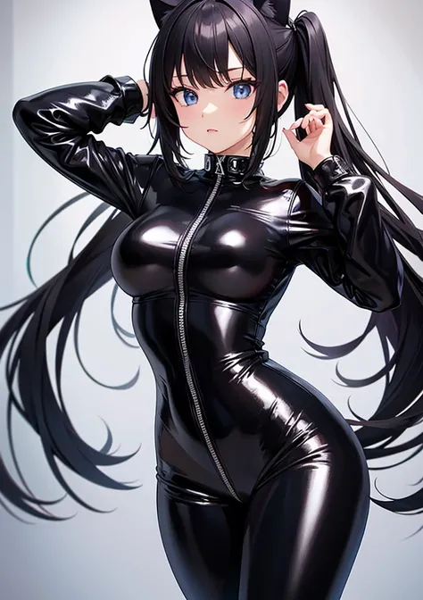 BLACK PVC CATSUIT GIRL