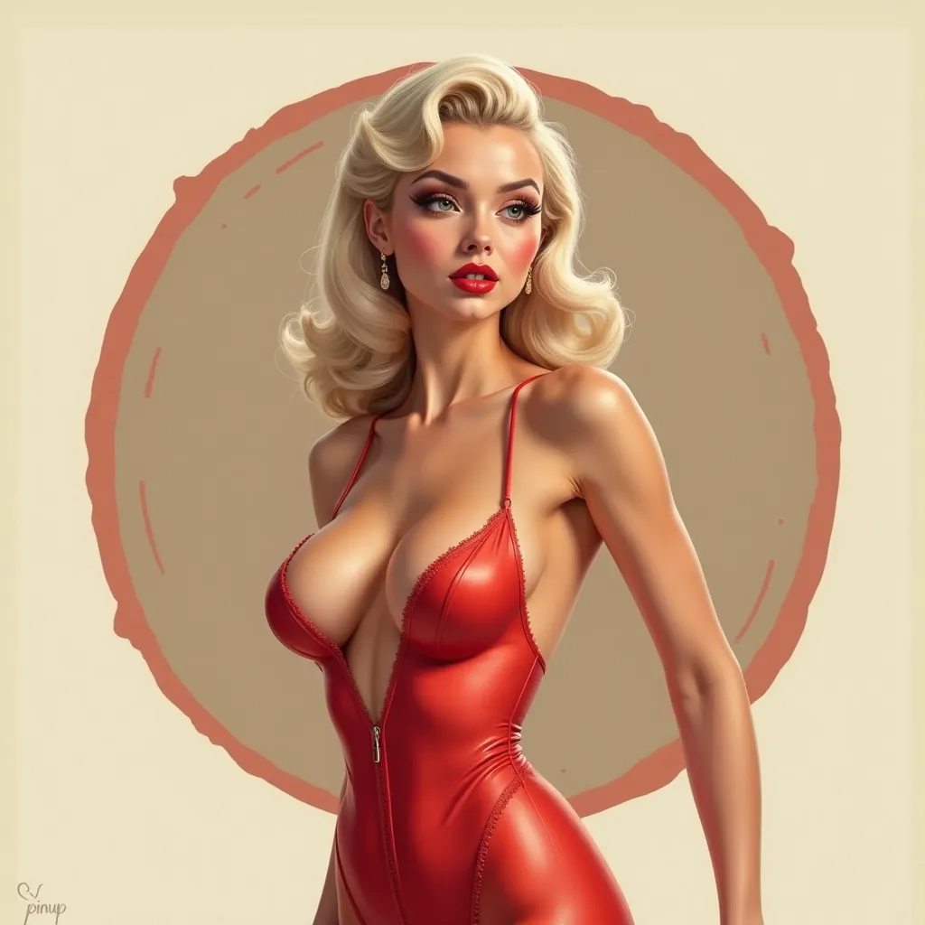 YouTube Channel icon, 2048x1152 pixels　channel name [PINUP], 1950-, retro, pinup-girl, [PINUP], pinup girl, slender, American pinup girl,