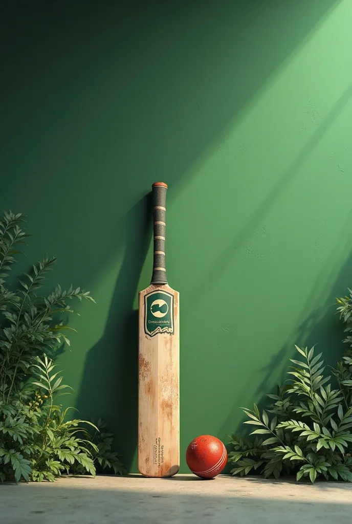 GREEN GRACE, CRICKET BAT BALL  AND GREEN WALL