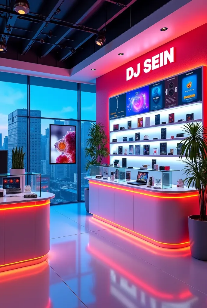 A shop  of dj Sein @ campany selling smart like iPhone ,Sony ,Samsung  you have to include all things even the name of campany as dj sein @ campany .