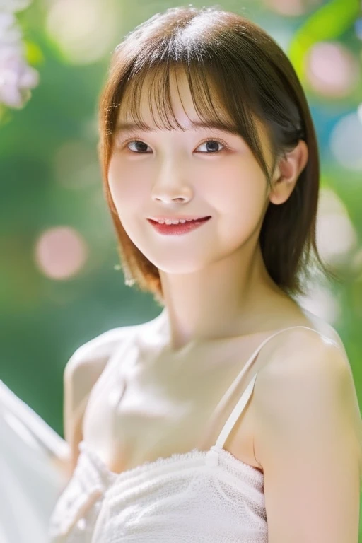 highest quality　((Real beautiful girl))　17 Talented Girl　(Cute face)　Idol　clear　Baby Face　(topless)　White panties　Beautiful Skin　Panties have little fabric　(whole body)　Small breasts　Small breasts　he is short　A shy smile　Slim figure　Creating Bangs