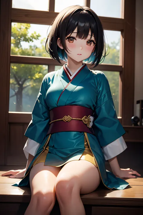 super high quality、real photo、(Extremely Detailed CG Unity 8K Wallpaper、masterpiece)、(Best lighting、Best Shadow、very delicate and beautiful)、ultra detail、《Queen Himiko of Yamatai：1.2》、《Japanese woman with petite and super short bob cut hair：1.2》、《Praying s...