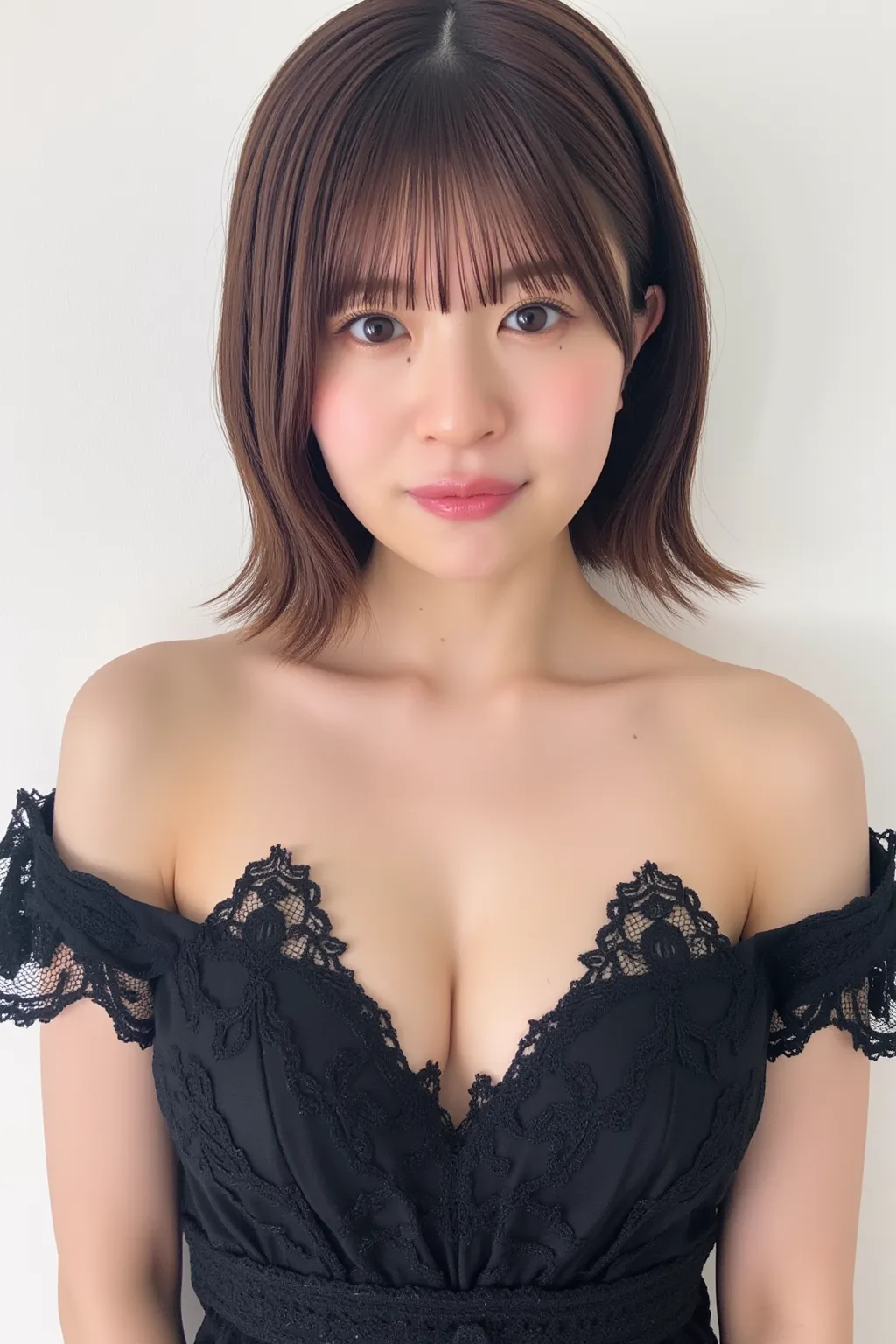 Facial close-up, A high resolution photograph of a Japanese adult woman, photo realistic, masterpiece, amazing quality, intricate details, professional lighting, simple background, photographed from the front, facing forward, upper body, looking at viewer,...