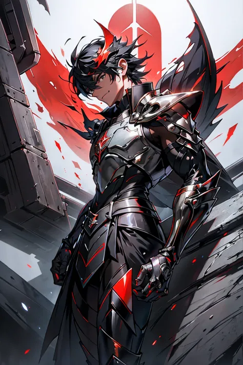 It’s a man. The image presents a dark, futuristic armor designed for Ken Kaneki, blending sleek tactical elements with a predatory appearance. The armor reflects his duality as both human and ghoul. Helmet: The helmet is sleek black with sharp lines. A glo...