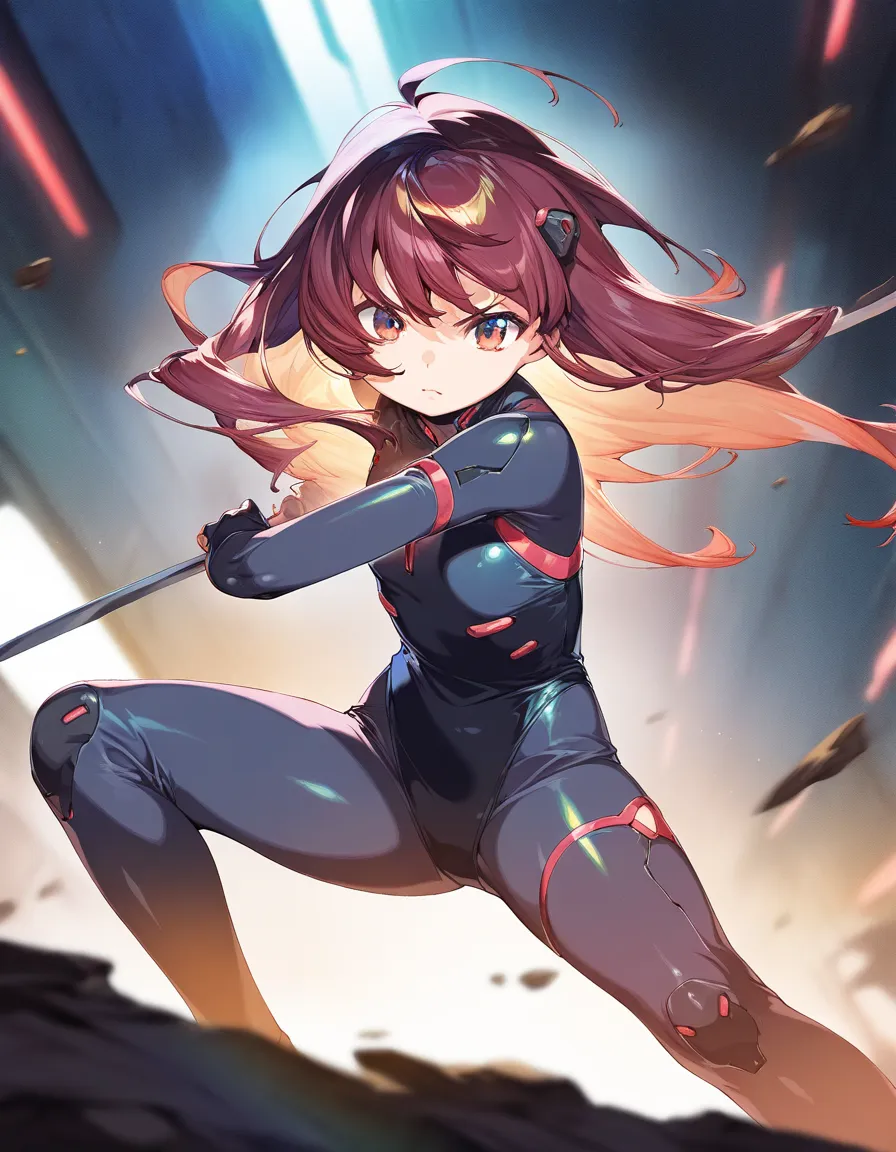 1girl,  little female, beautiful detailed eyes, wind, cyberpunk, weapon, stance, game CG, general, break,(artist:orion_(orionproject) ),artist:fujiyama,artist:onono_imoko,break,(masterpiece), (best quality), (ultra-detailed),(Detailed Lighting), very aesth...