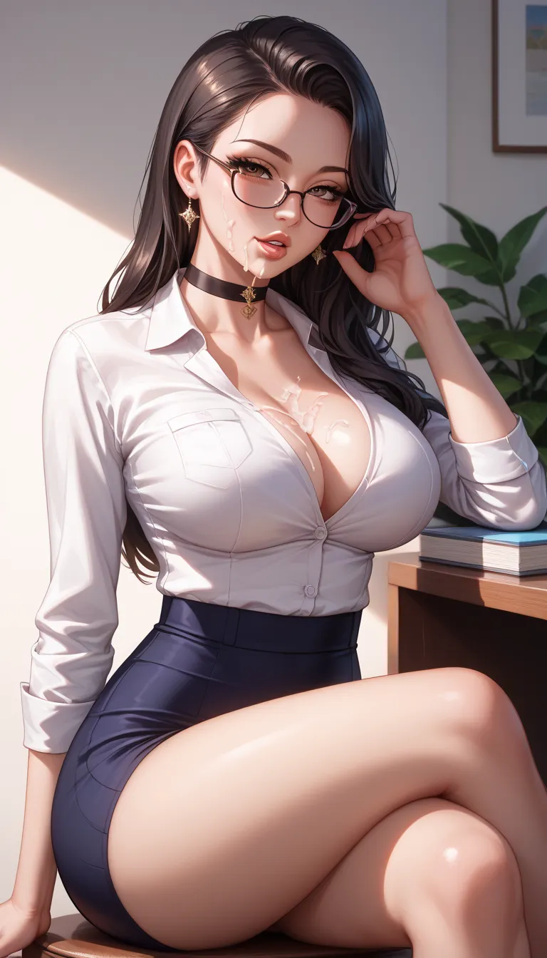 Masterpiece, source_hentai, top quality, amazing quality, very aesthetic, high resolution, super detailed, lighting, colorful, absurd, latest,
1 Girl, Beautiful Secretary, Expressive Eyes, Upper Body, Detailed Face, Beautiful Face, Long Black Hair, Brown E...