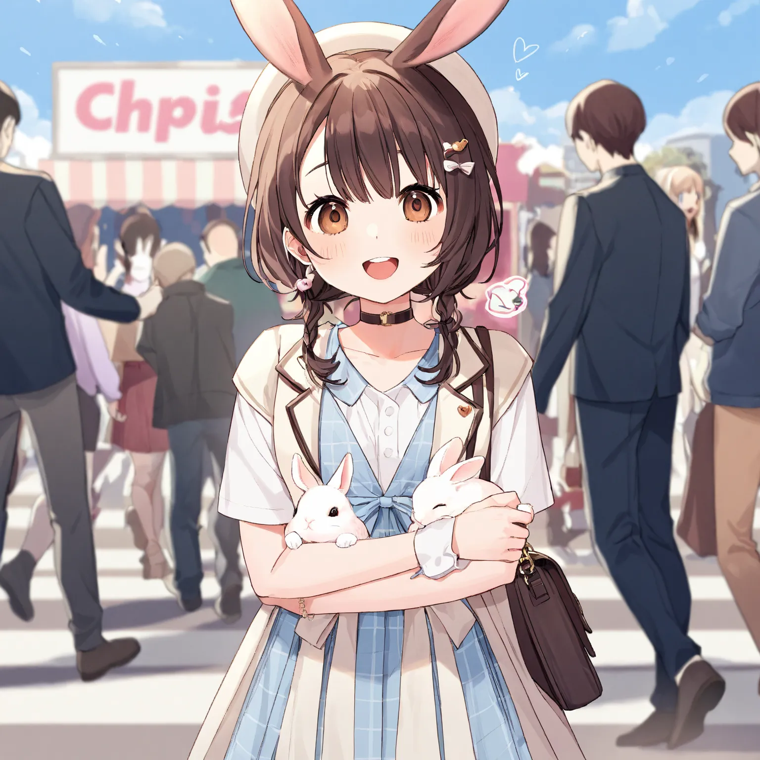 Apparel、Rabbit、 chainsaw、cute、simple、animal、 people、Cute rabbit