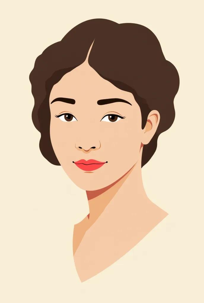 Illustration 2 d flat, with just 1 color profile of just the face of a 19th century woman, traditional from Minho Portugal