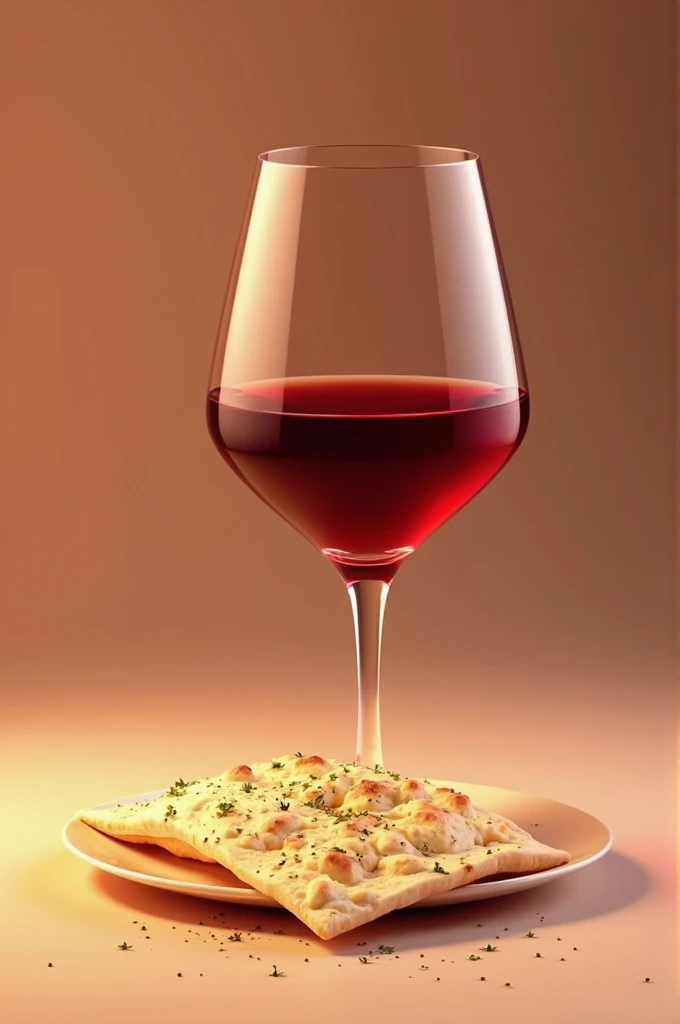 Wine glass with small flatbread